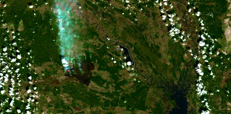 Пожежа у зоні відчуження на супутниковому знімку Landsat 8